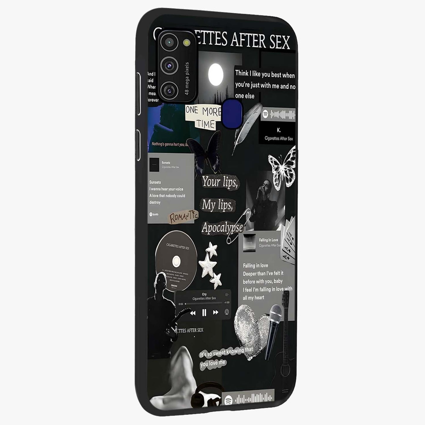 Midnight Love Echo Glass Case upright view showcasing expressive romantic artwork with dreamy midnight theme.