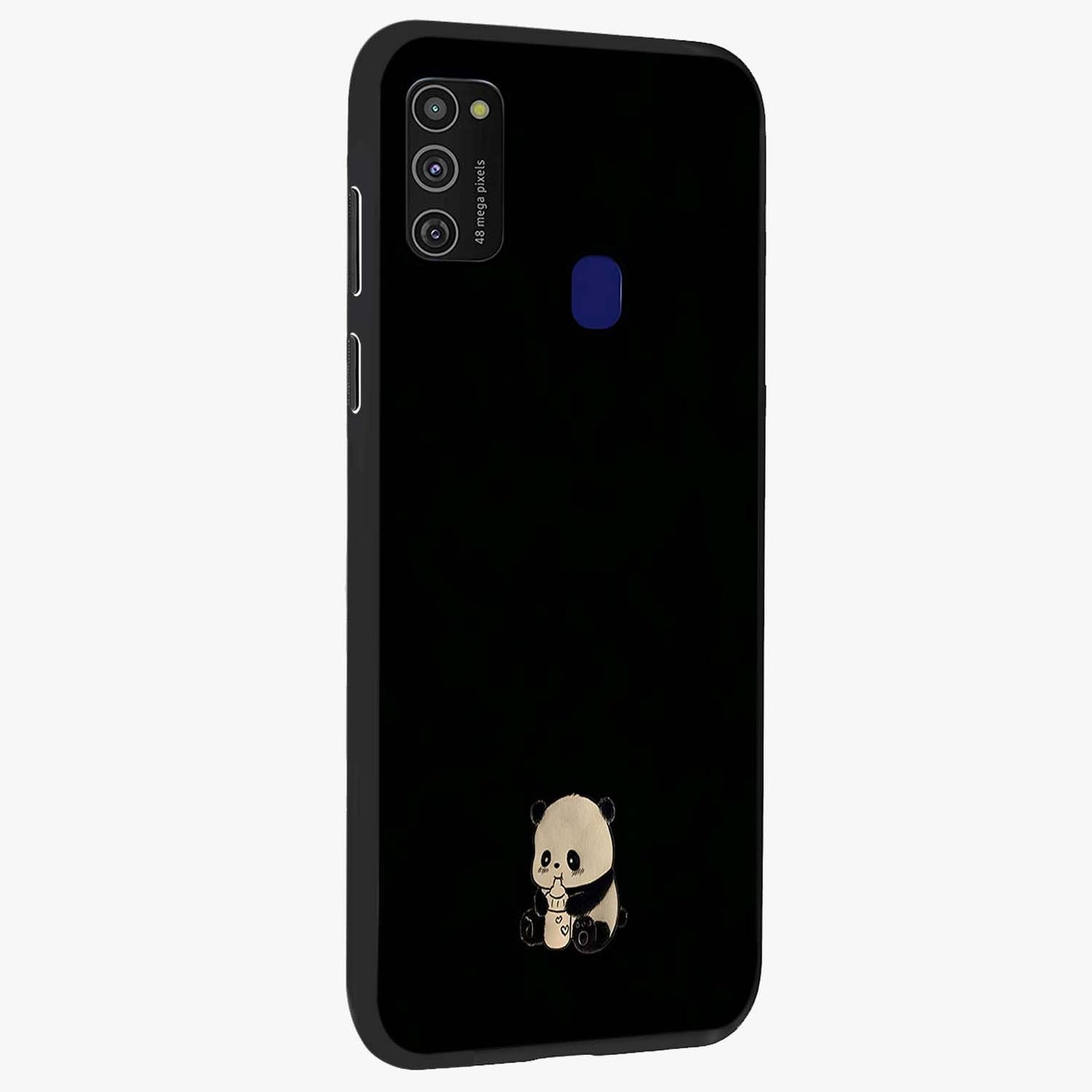 Midnight Panda Love Glass Case upright view showcasing charming panda artwork with playful romantic theme.