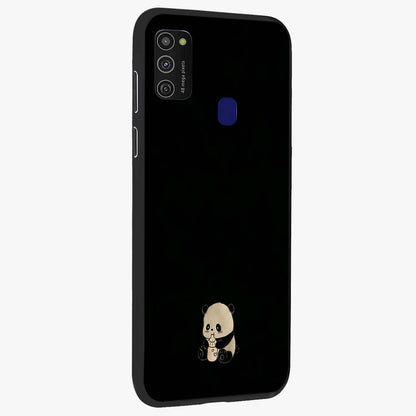 Midnight Panda Love Glass Case upright view showcasing charming panda artwork with playful romantic theme.