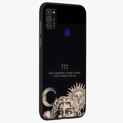Mystic Victory Aura Glass Case upright view showcasing powerful victory themed artwork with spiritual energy vibe.