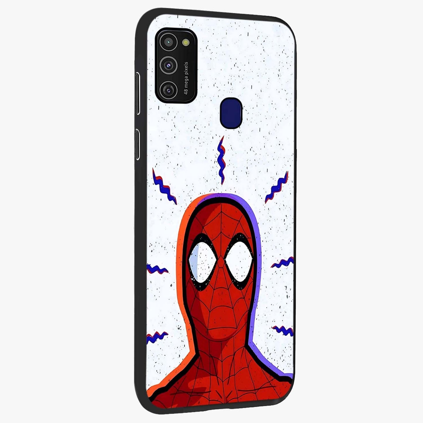 Omg Spiderman Glass Case upright view showcasing energetic superhero artwork with vibrant comic theme.