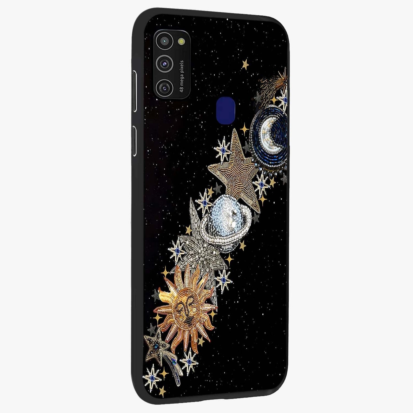 Pearls Universe Object Glass Case upright view showcasing decorative pearl themed artwork with cosmic elegance.