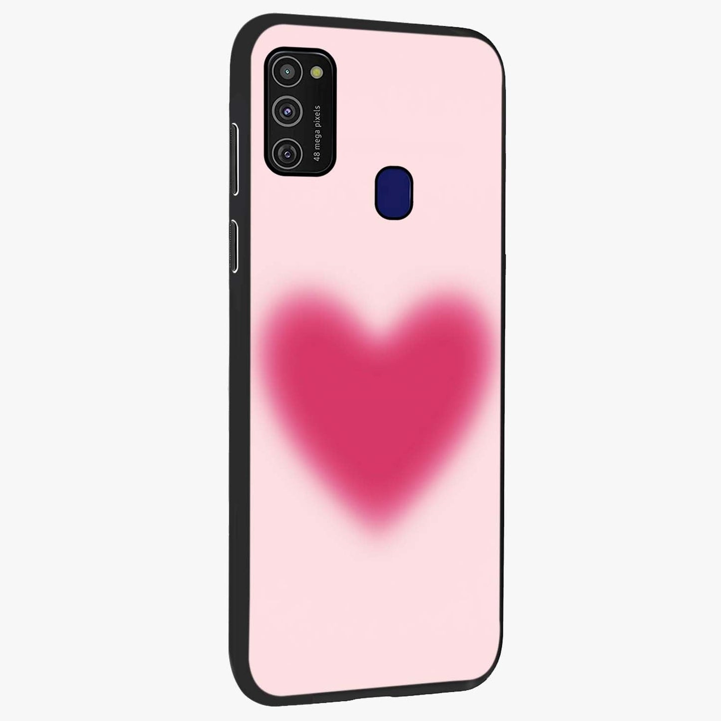 Pink Aura Heart Glass Case upright view showcasing romantic heart artwork with soft pastel theme.