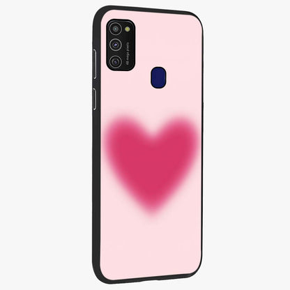 Pink Aura Heart Glass Case upright view showcasing romantic heart artwork with soft pastel theme.