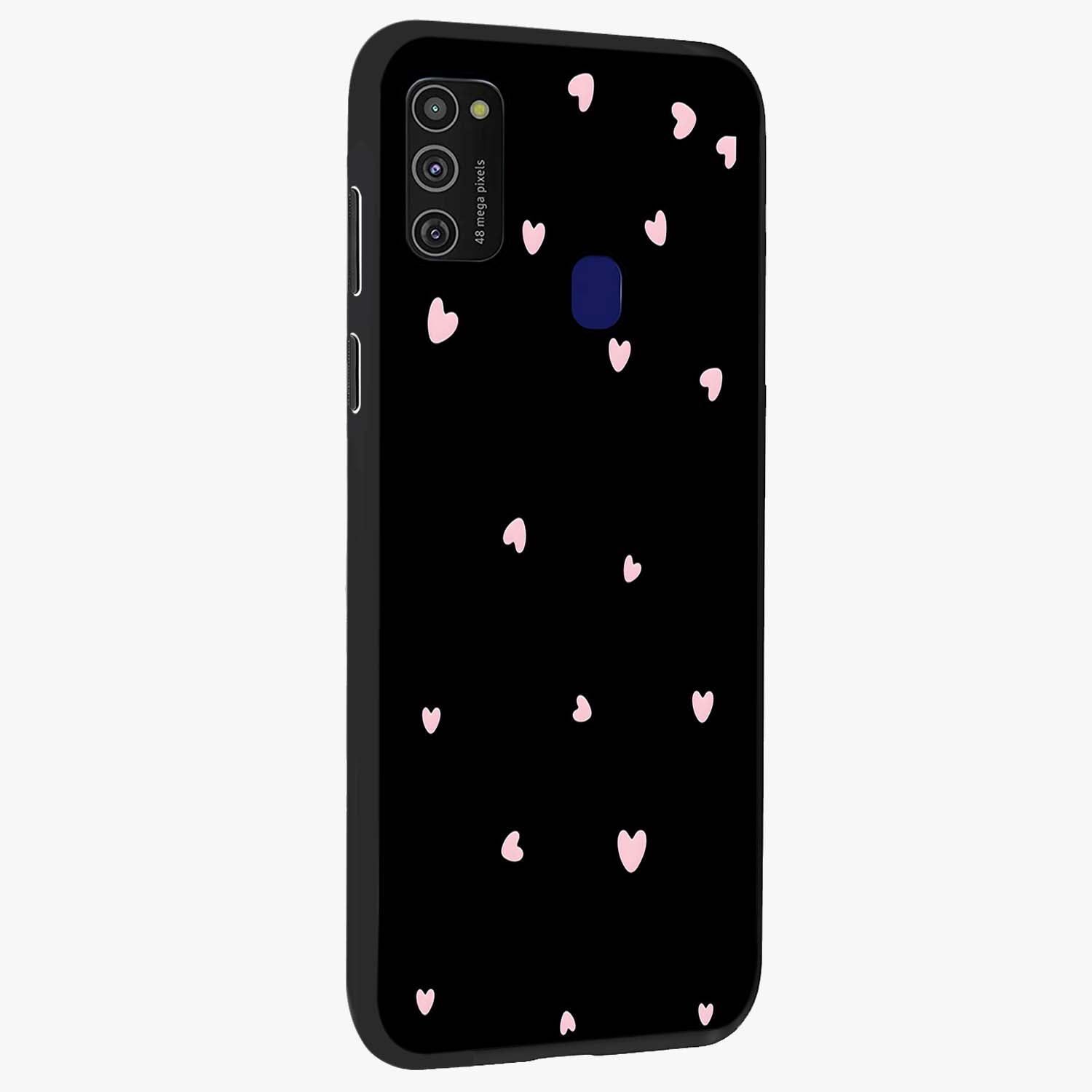 Pink Love Drops Glass Case upright view showcasing charming heart drop artwork with romantic playful theme.