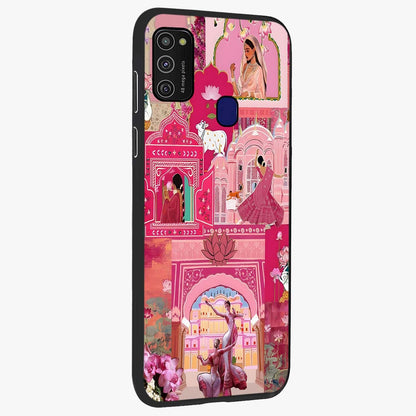 Pink Palace Muse Glass Case upright view showcasing artistic palace artwork with graceful royal theme.