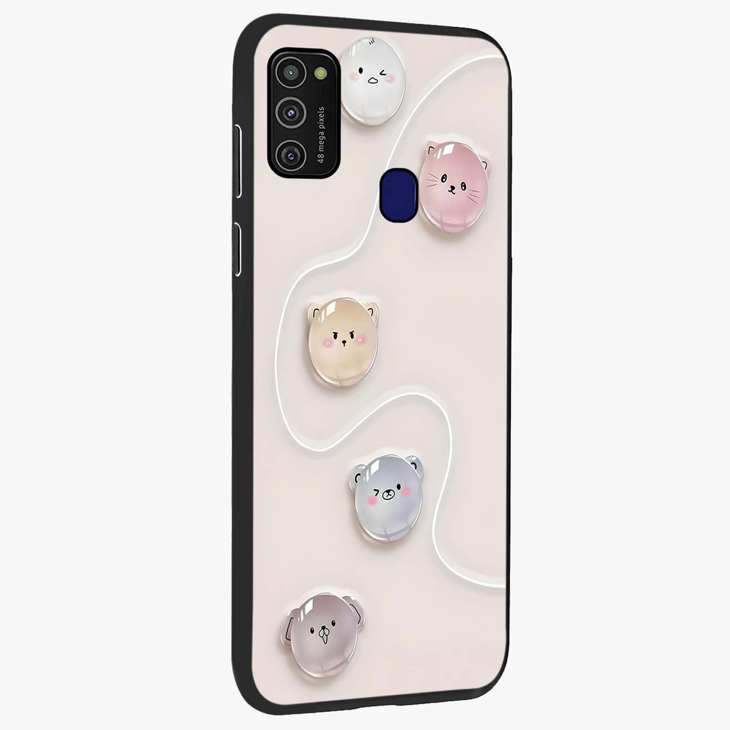 Puffy Face Parade Glass Case upright view showcasing adorable character artwork with cheerful animated theme.