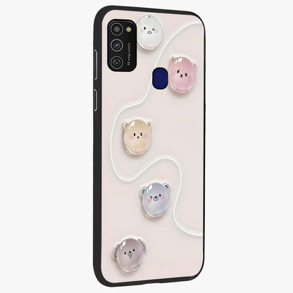 Puffy Face Parade Glass Case upright view showcasing adorable character artwork with cheerful animated theme.