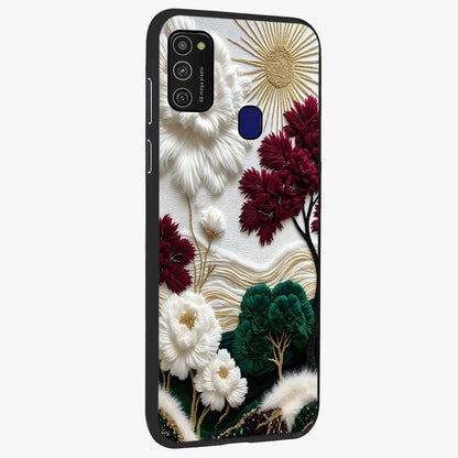 Radiant Bloom Elegance Glass Case upright view showcasing decorative flower artwork with refined botanical theme.
