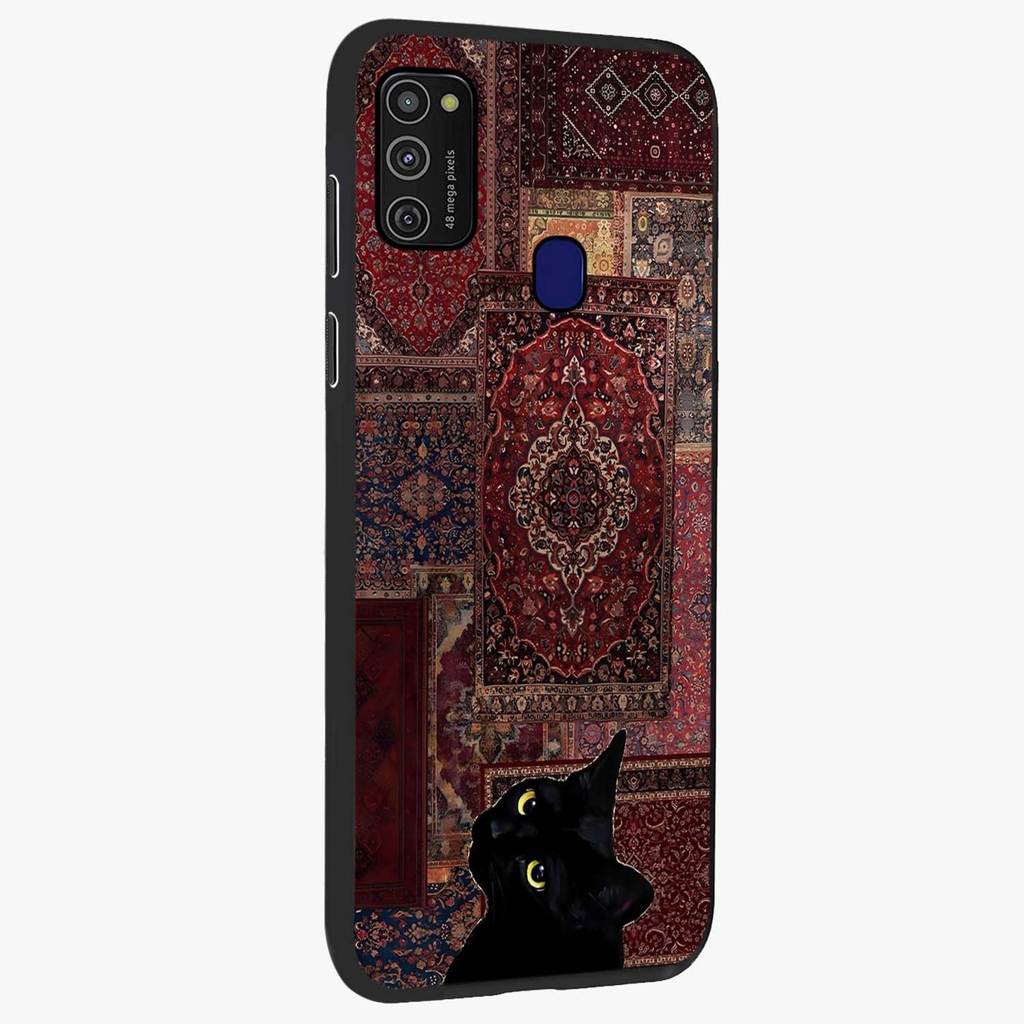 Regal Magic Cat Apple Glass Case upright view showcasing charming cat artwork with playful magical theme.