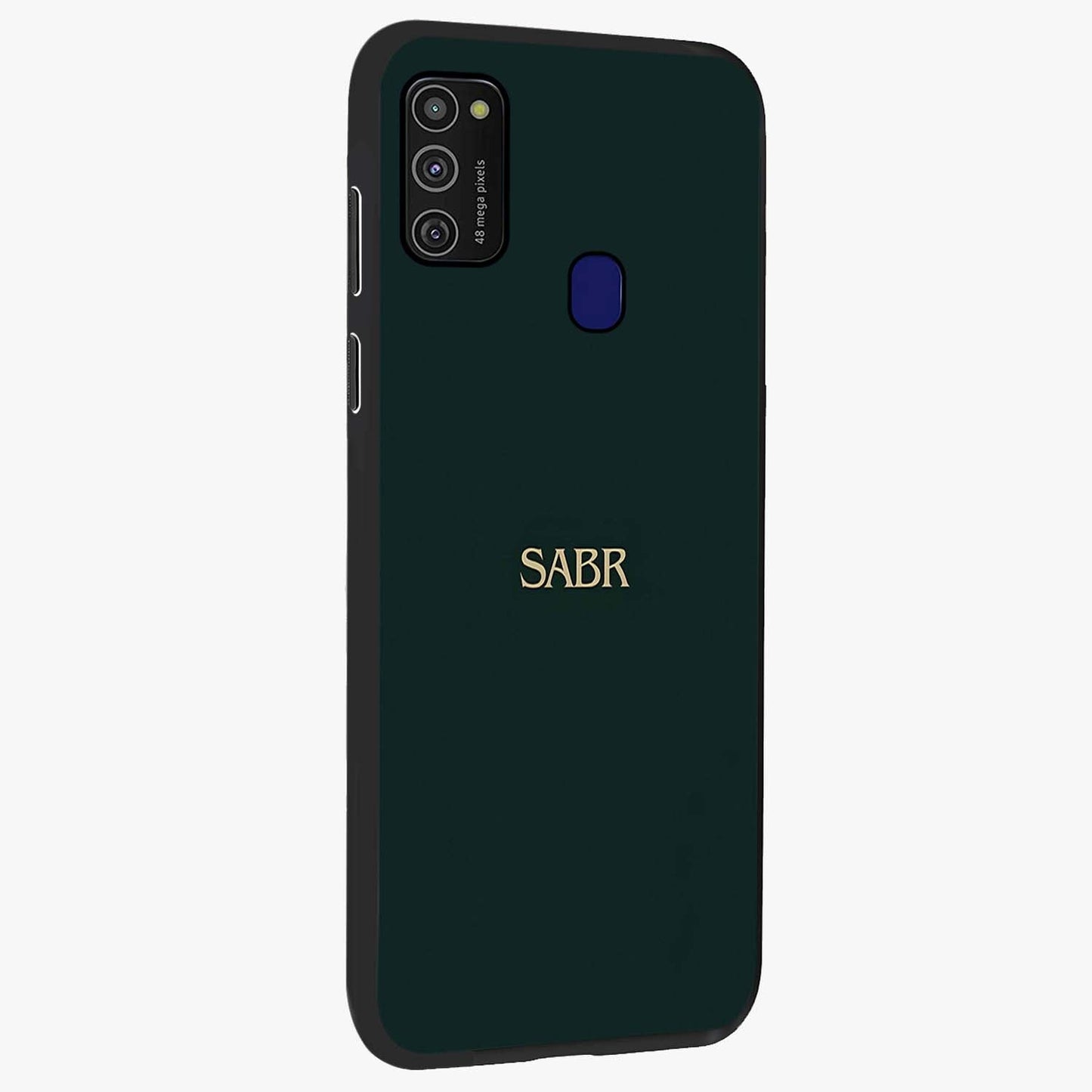 Sabr Minimal Patience Glass Case upright view showcasing calm minimalist artwork with motivational patience theme.