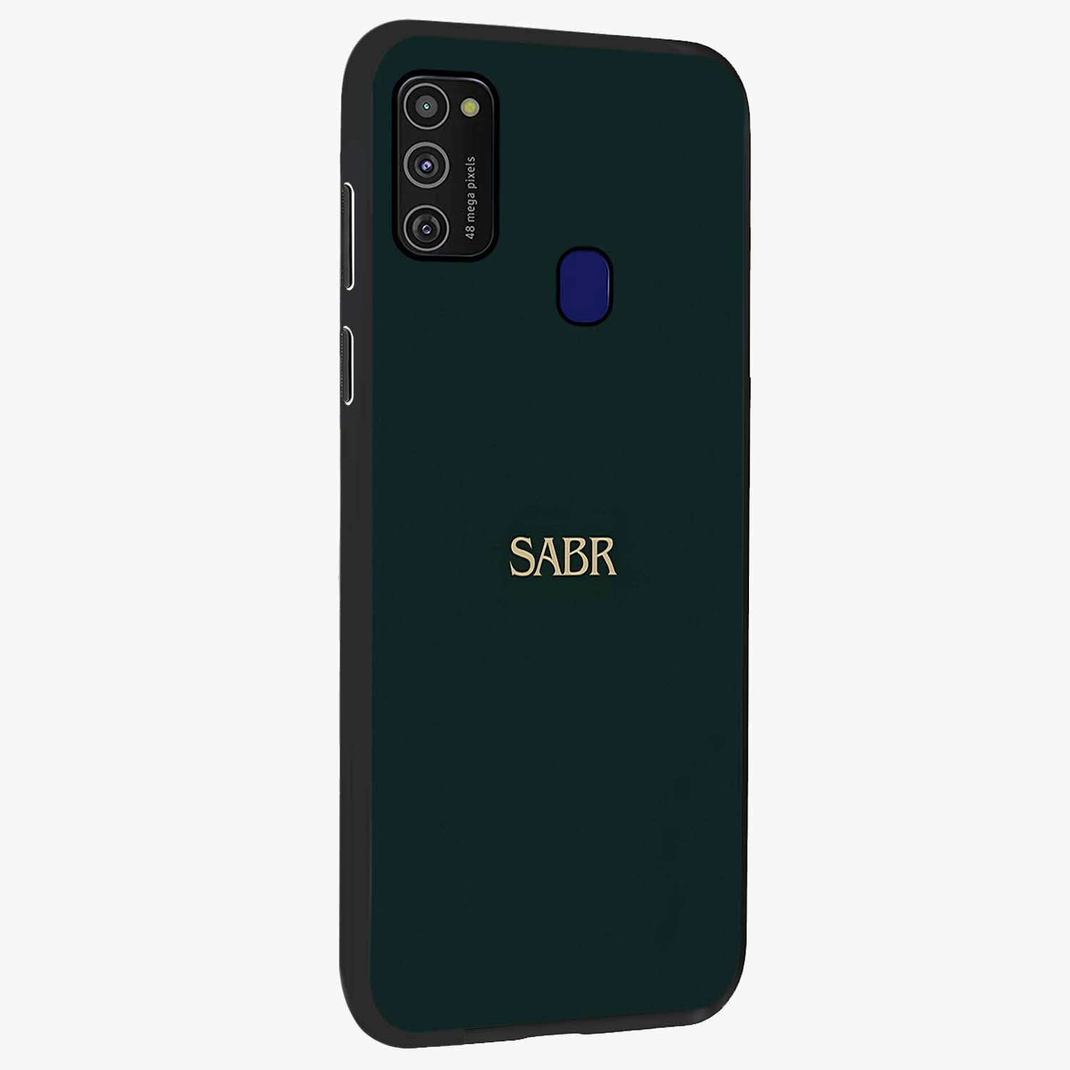 Sabr Minimal Patience Glass Case upright view showcasing calm minimalist artwork with motivational patience theme.