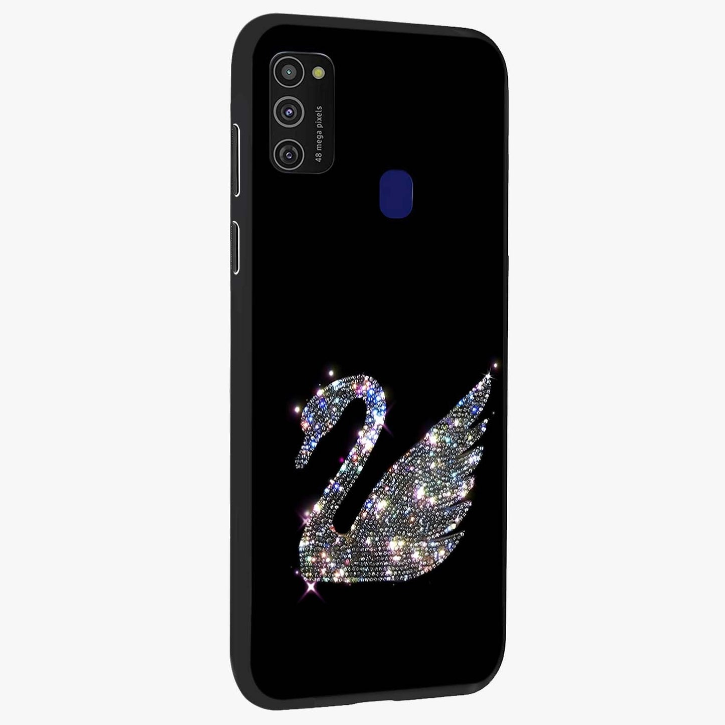 Starlit Swan Grace Glass Case upright view showcasing beautiful swan artwork with peaceful night themed design.