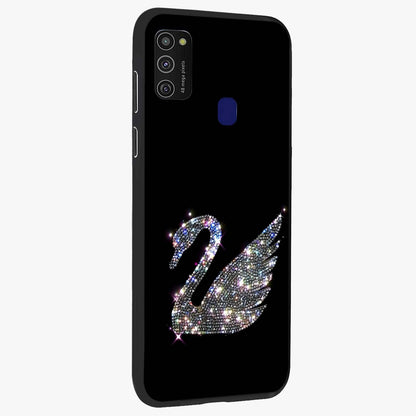 Starlit Swan Grace Glass Case upright view showcasing beautiful swan artwork with peaceful night themed design.