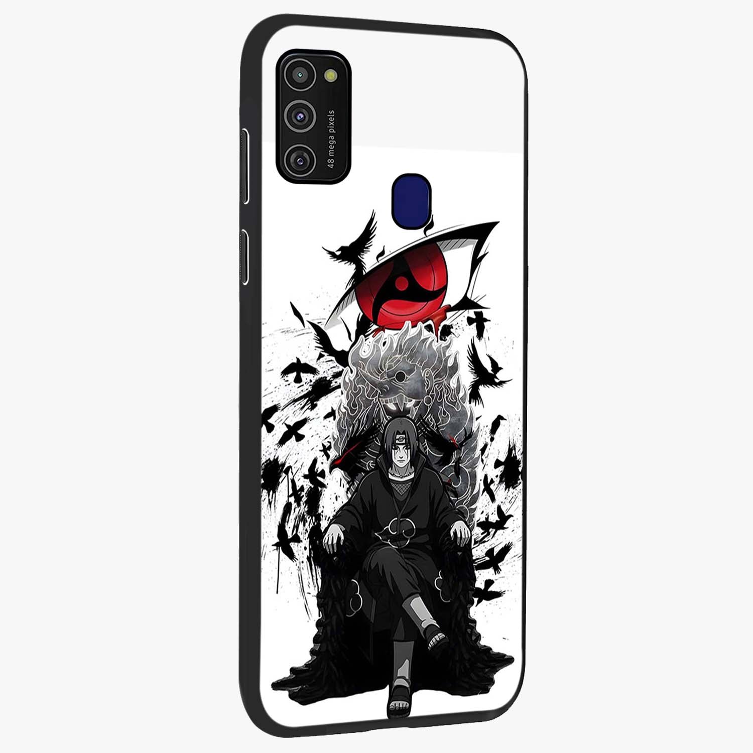 Uchiha Shadow Throne Glass Case upright view showcasing magical underwater galaxy artwork with vibrant cosmic theme.