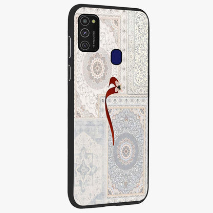 White Aesthetic Bow Glass Case upright view showcasing delicate ribbon bow artwork with cute minimalist theme.