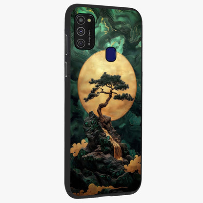 Zen Moon Rise Glass Case upright view showcasing serene moon artwork with tranquil night theme.