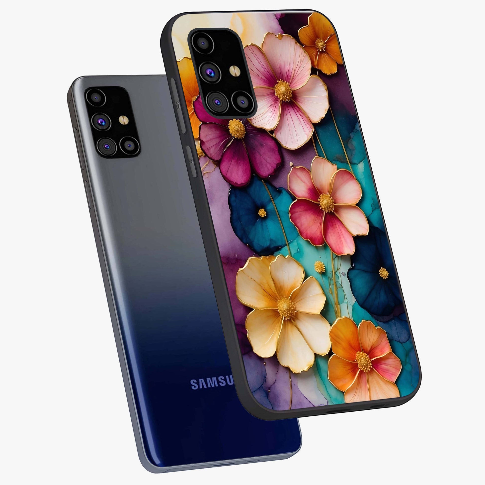 Artlyn Grace Flower Pattern Glass Case displayed in angled mockup highlighting delicate flower pattern design and smooth glass surface.