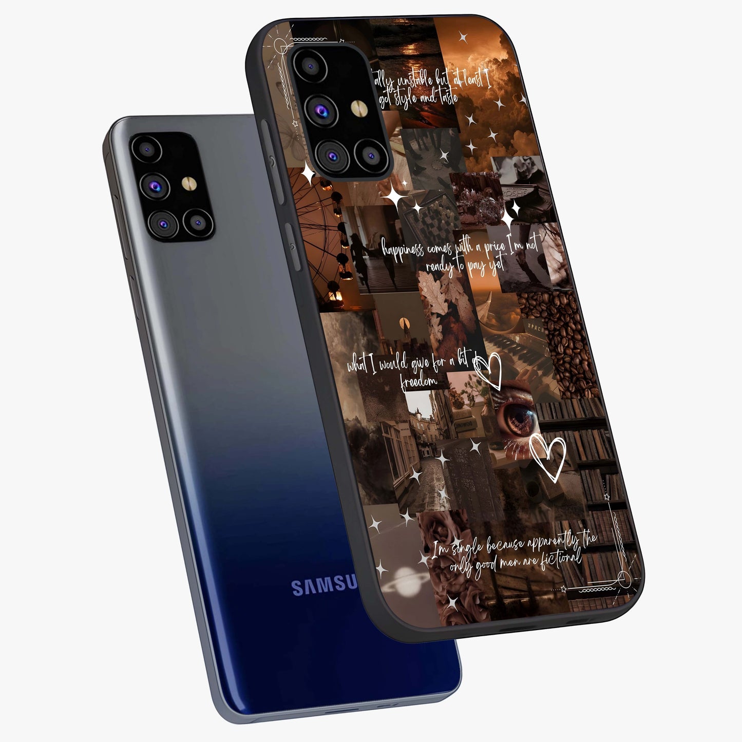 Bittersweet Aesthetic Chaos Glass Case displayed in angled mockup highlighting expressive abstract artwork and edgy aesthetic theme.