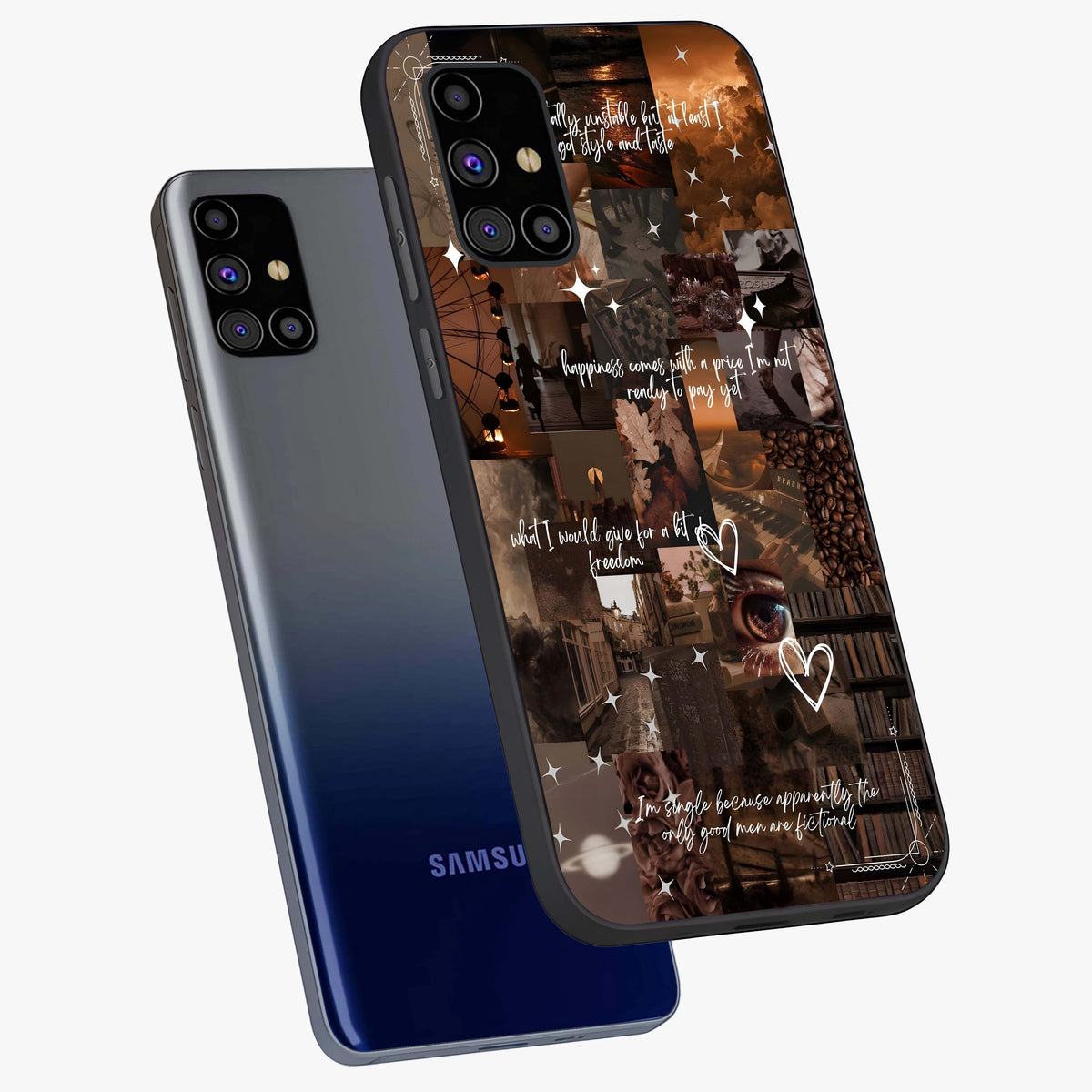 Bittersweet Aesthetic Chaos Glass Case displayed in angled mockup highlighting expressive abstract artwork and edgy aesthetic theme.