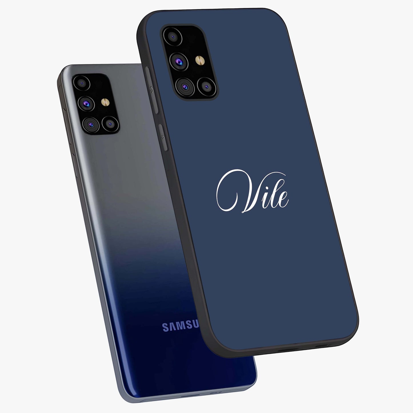 Blue Vintage Floral Pattern Glass Case showing flat back view with elegant vintage floral artwork and glossy glass finish.