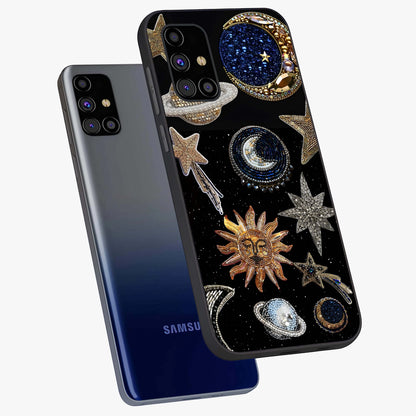 Celestial Gem Constellations Glass Case displayed in angled mockup highlighting gemstone inspired constellation design.