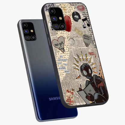 City Dream Sketch Glass Case displayed in angled mockup highlighting minimal city illustration with aesthetic sketch style.