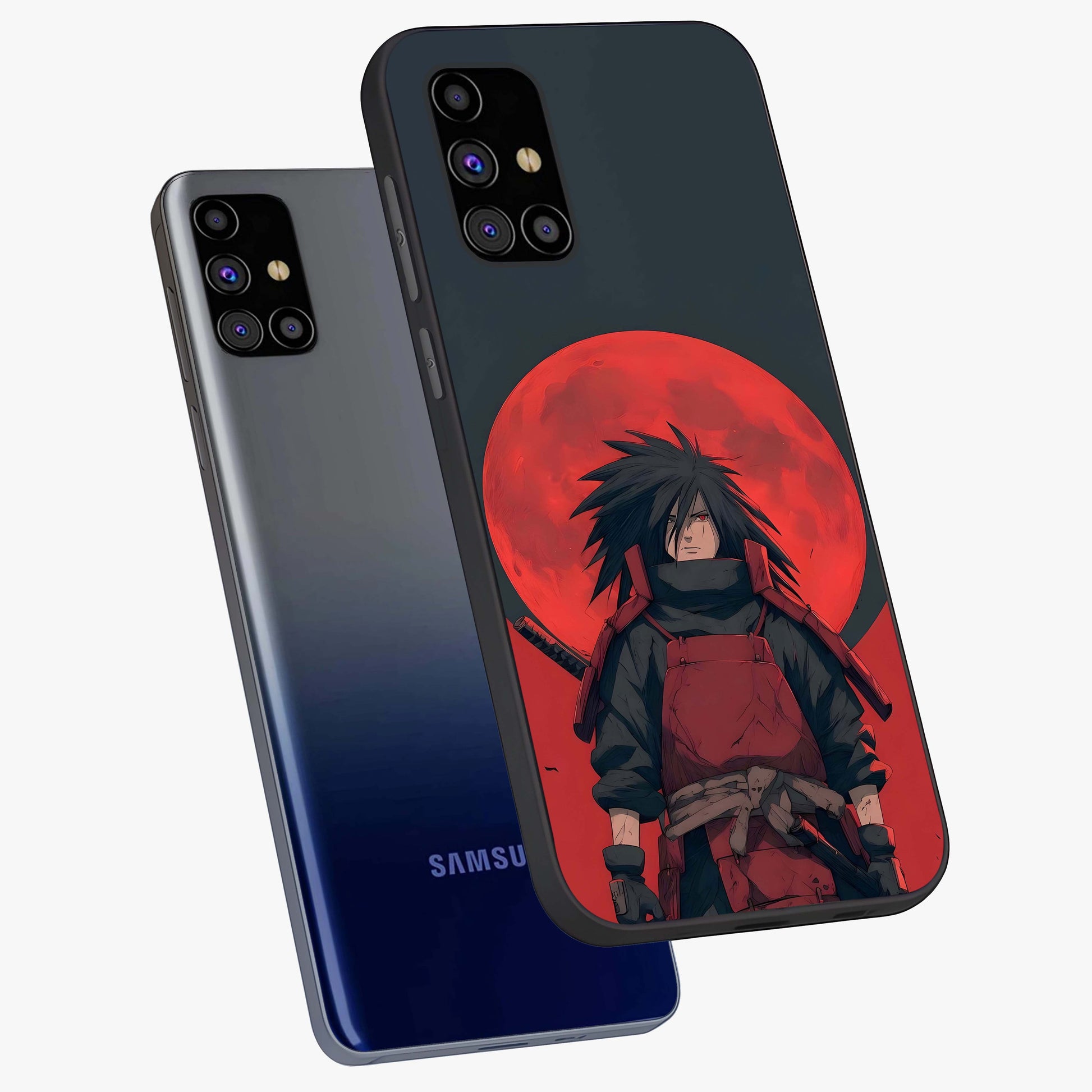 Crimson Moon Warlord Glass Case displayed in angled mockup highlighting dramatic crimson moon design with fantasy aesthetic.