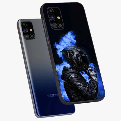 Cyber Sentinel Protocol Glass Case displayed in angled mockup highlighting digital cyber design with sci-fi aesthetic style.