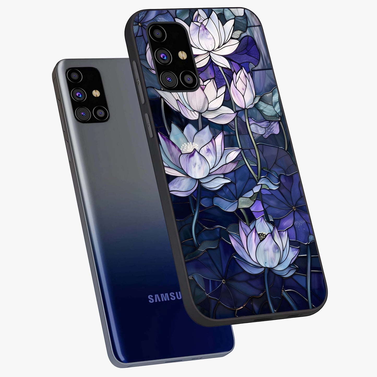 Gloss Petal Rush Glass Case displayed in angled mockup highlighting vibrant petal design with elegant floral aesthetic.