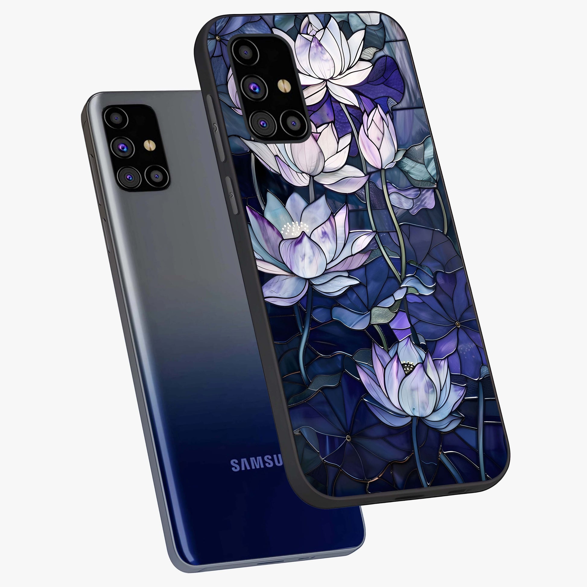 Gloss Petal Rush Glass Case displayed in angled mockup highlighting vibrant petal design with elegant floral aesthetic.