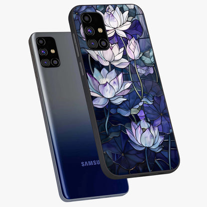 Gloss Petal Rush Glass Case displayed in angled mockup highlighting vibrant petal design with elegant floral aesthetic.
