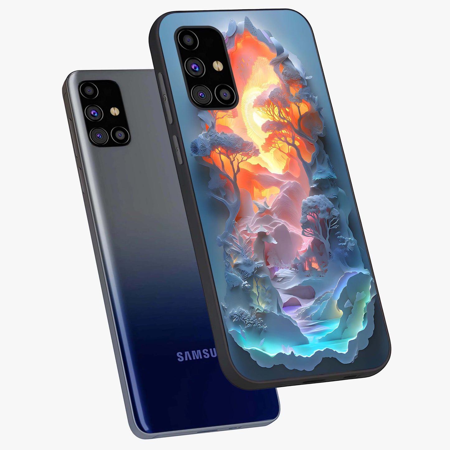 Glow Forest Portal Glass Case displayed in angled mockup highlighting mystical forest design with magical glowing aesthetic.