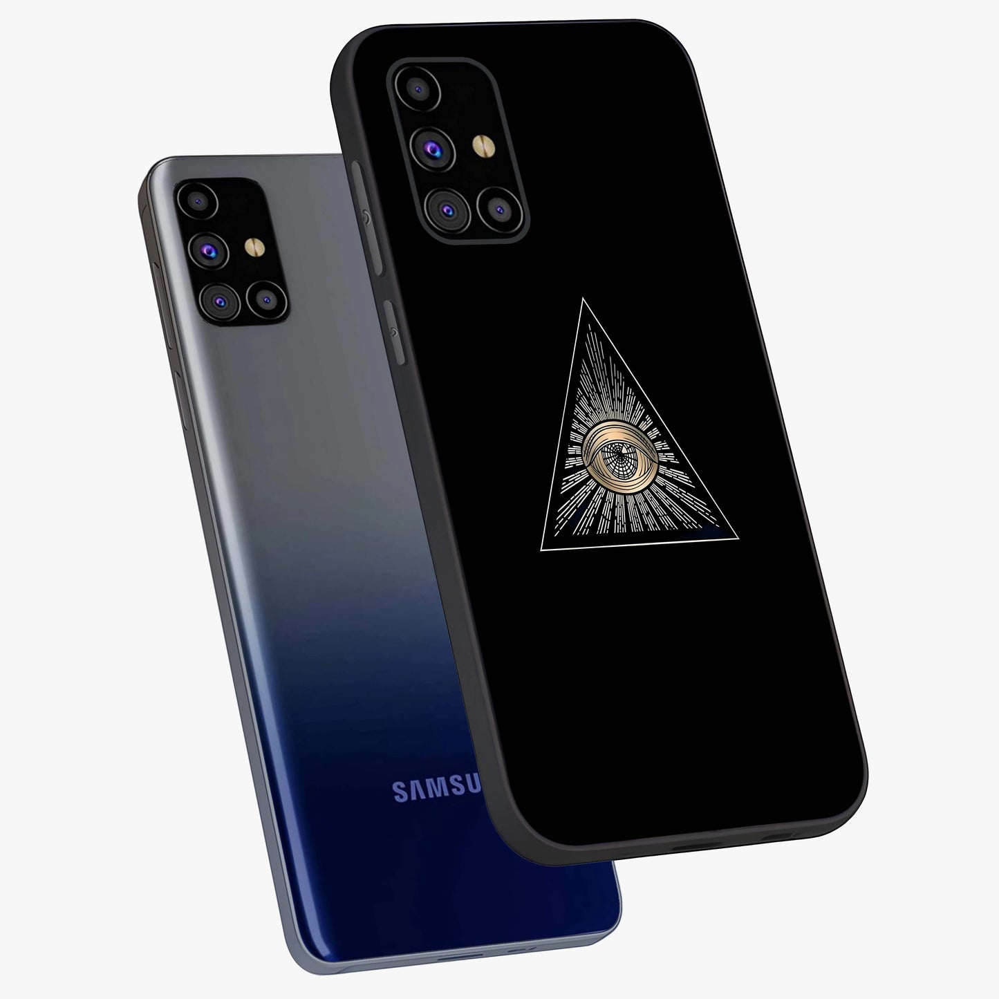 Illuminati Evil Glass Case displayed in angled mockup highlighting dark occult inspired design with bold aesthetic style.