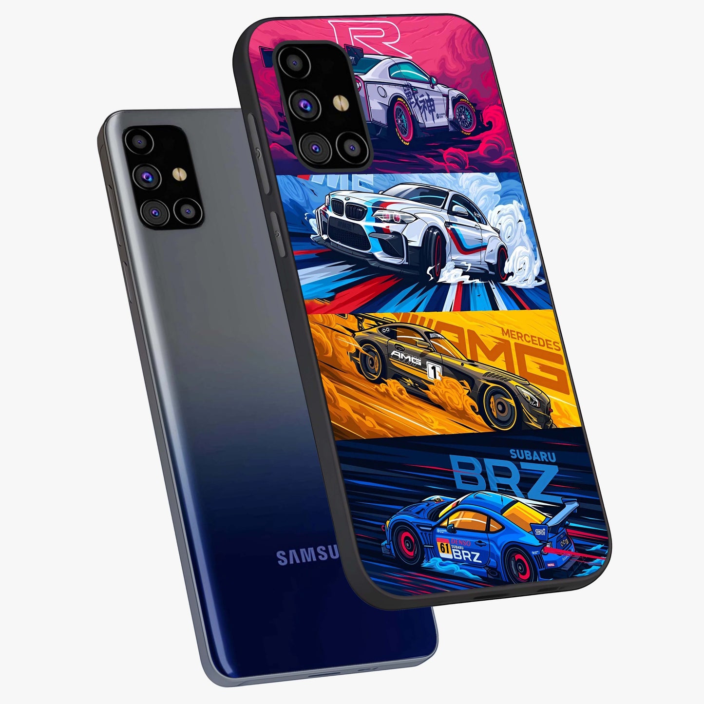 JDM Sports Car Glass Case displayed in angled mockup highlighting sleek Japanese racing car design with automotive aesthetic.