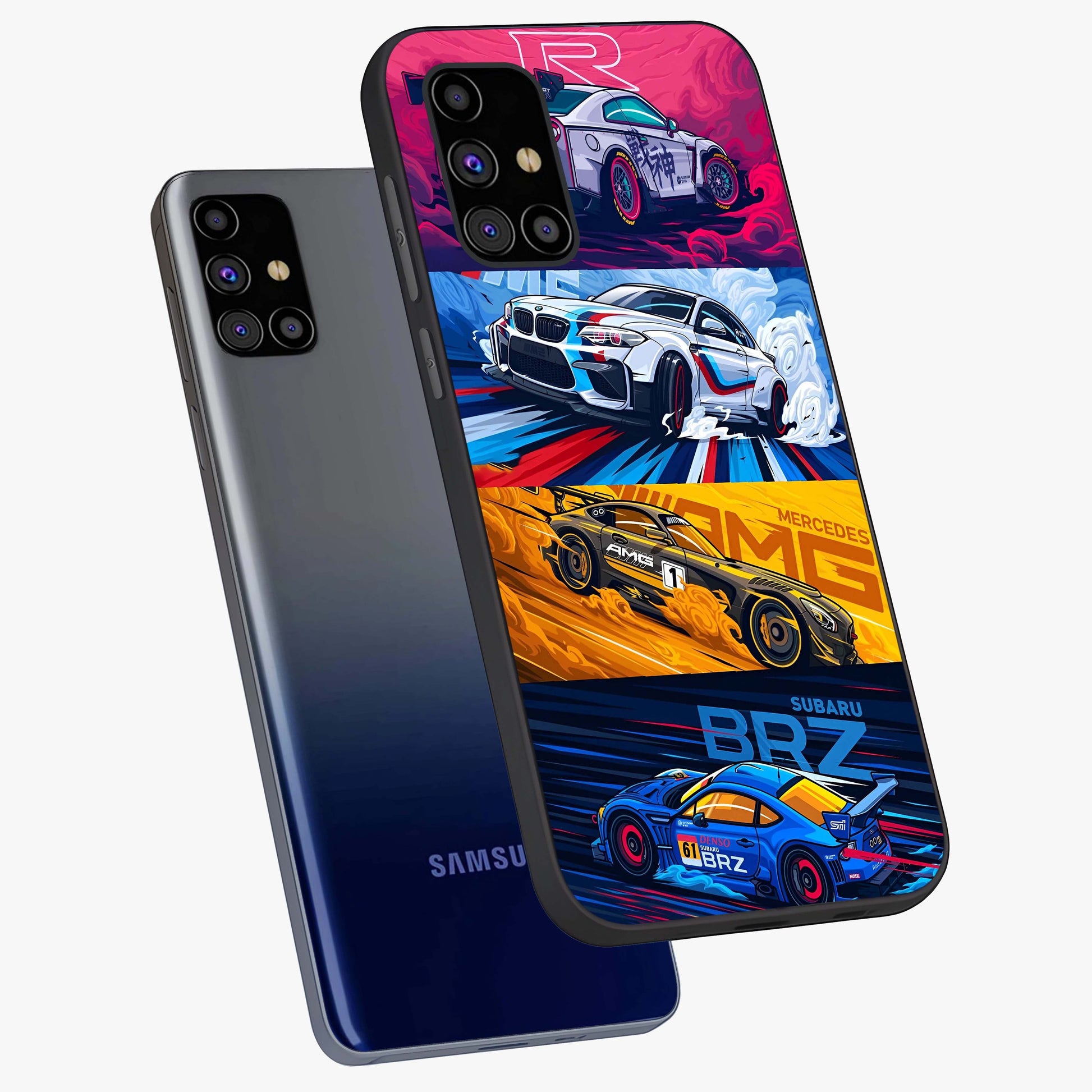 JDM Sports Car Glass Case displayed in angled mockup highlighting sleek Japanese racing car design with automotive aesthetic.