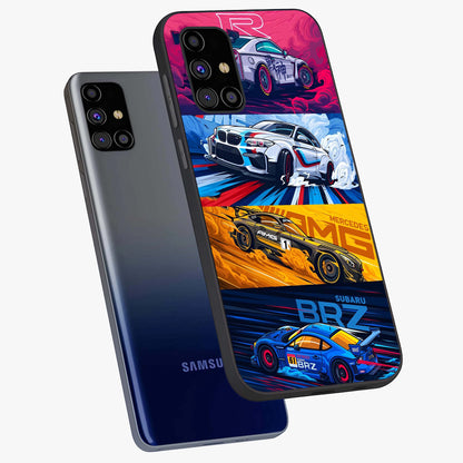 JDM Sports Car Glass Case displayed in angled mockup highlighting sleek Japanese racing car design with automotive aesthetic.