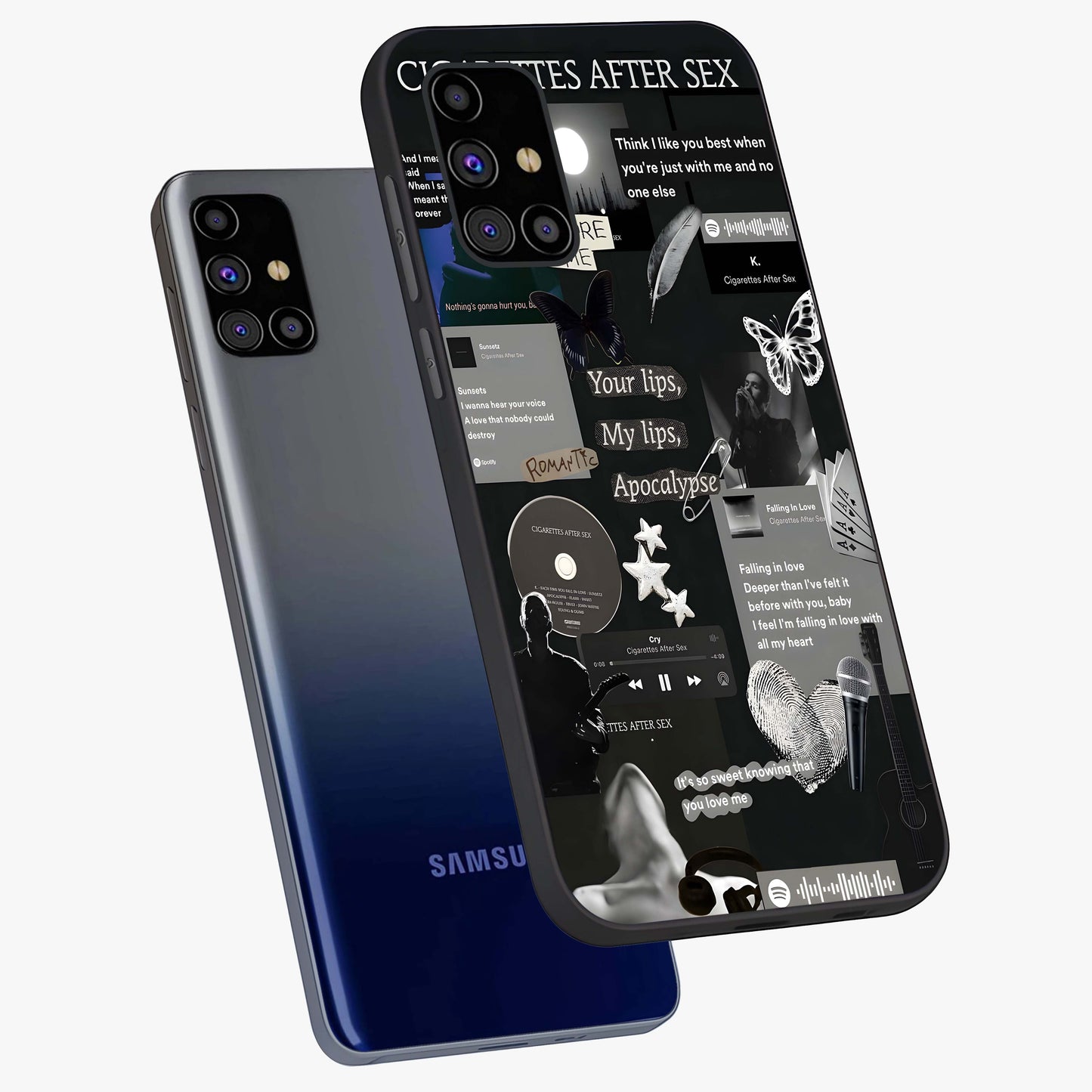 Midnight Love Echo Glass Case displayed in angled mockup highlighting elegant love inspired design with deep aesthetic style.
