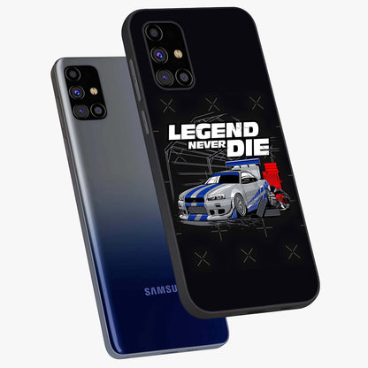 Midnight Racing Legacy Glass Case displayed in angled mockup highlighting dynamic automotive design with bold midnight aesthetic.