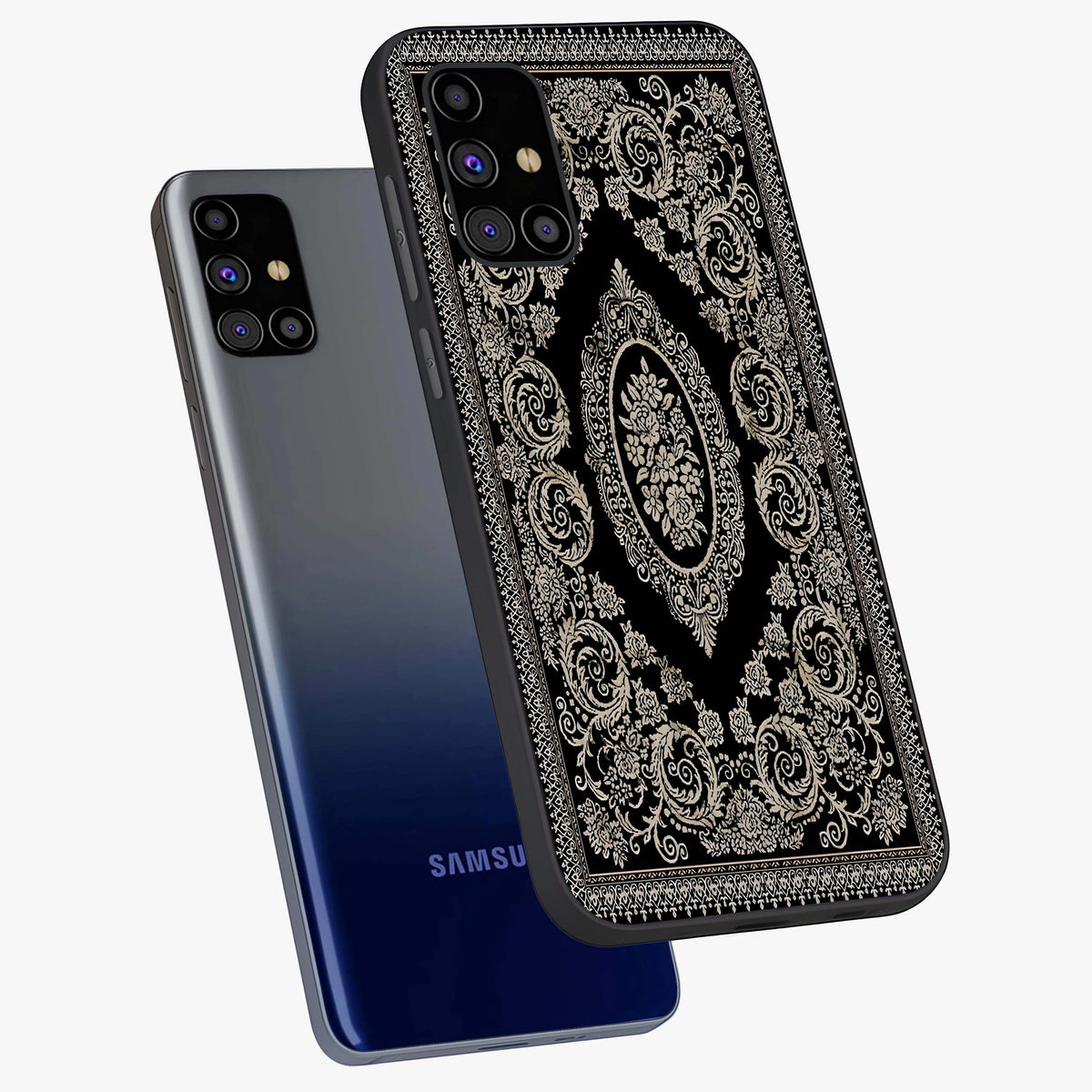 Noir Bloom Elegance Glass Case displayed in angled mockup highlighting refined flower design with stylish noir aesthetic.