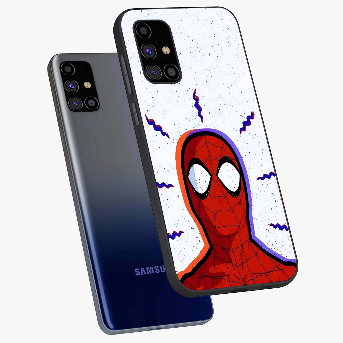 Omg Spiderman Glass Case displayed in angled mockup highlighting dynamic hero illustration with action comic aesthetic.