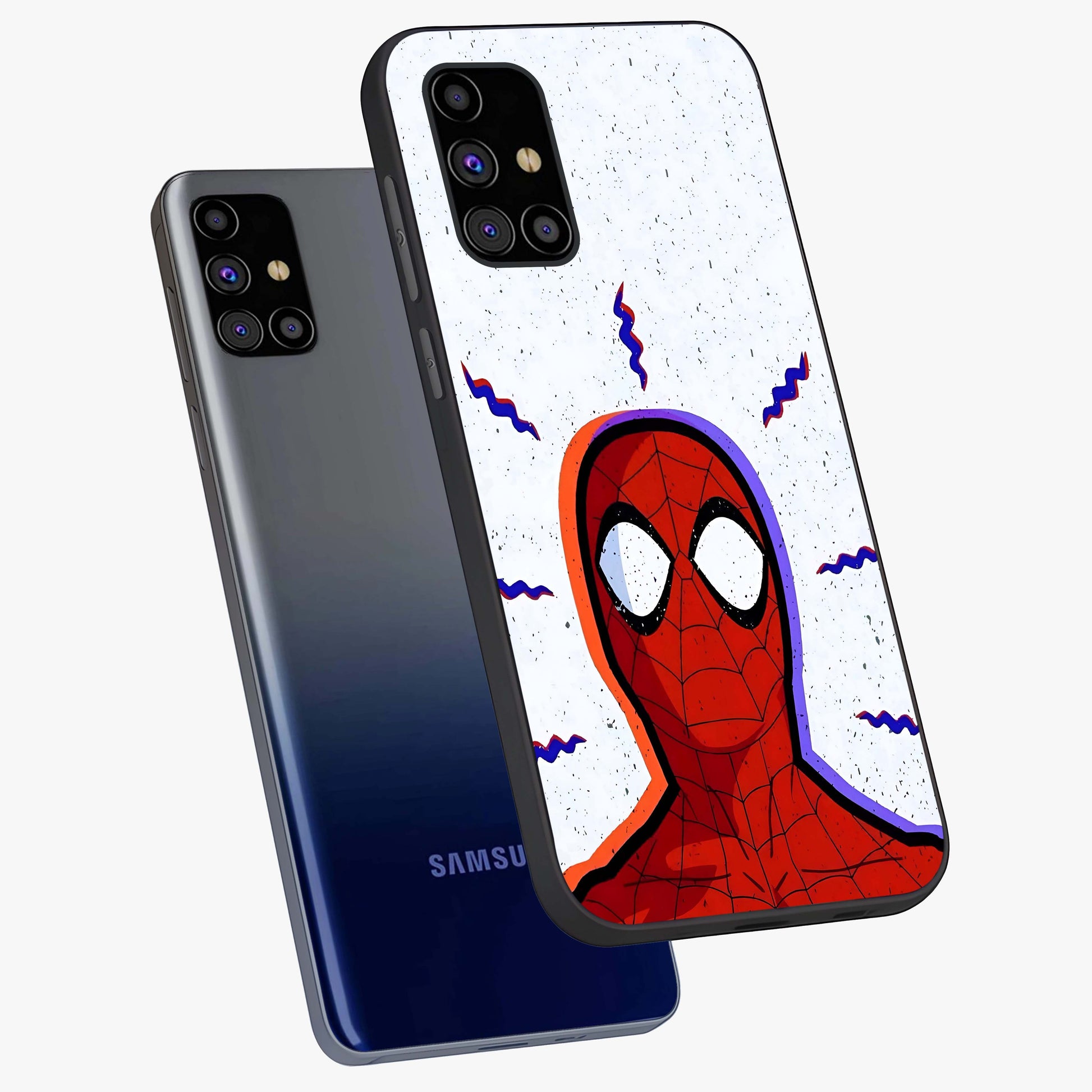 Omg Spiderman Glass Case displayed in angled mockup highlighting dynamic hero illustration with action comic aesthetic.