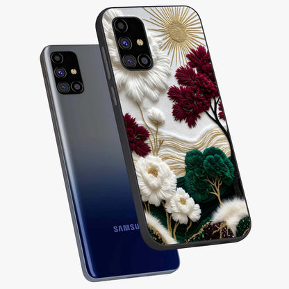 Radiant Bloom Elegance Glass Case displayed in angled mockup highlighting graceful floral design with radiant aesthetic style.