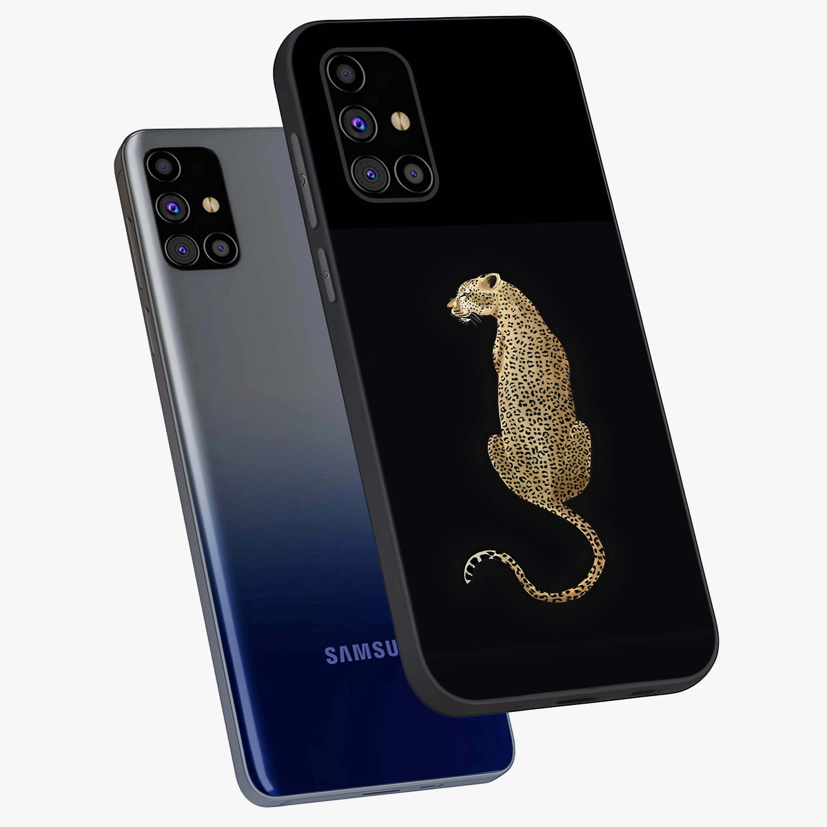 Regal Leopard Glass Case displayed in angled mockup highlighting powerful animal illustration with stylish wild aesthetic.