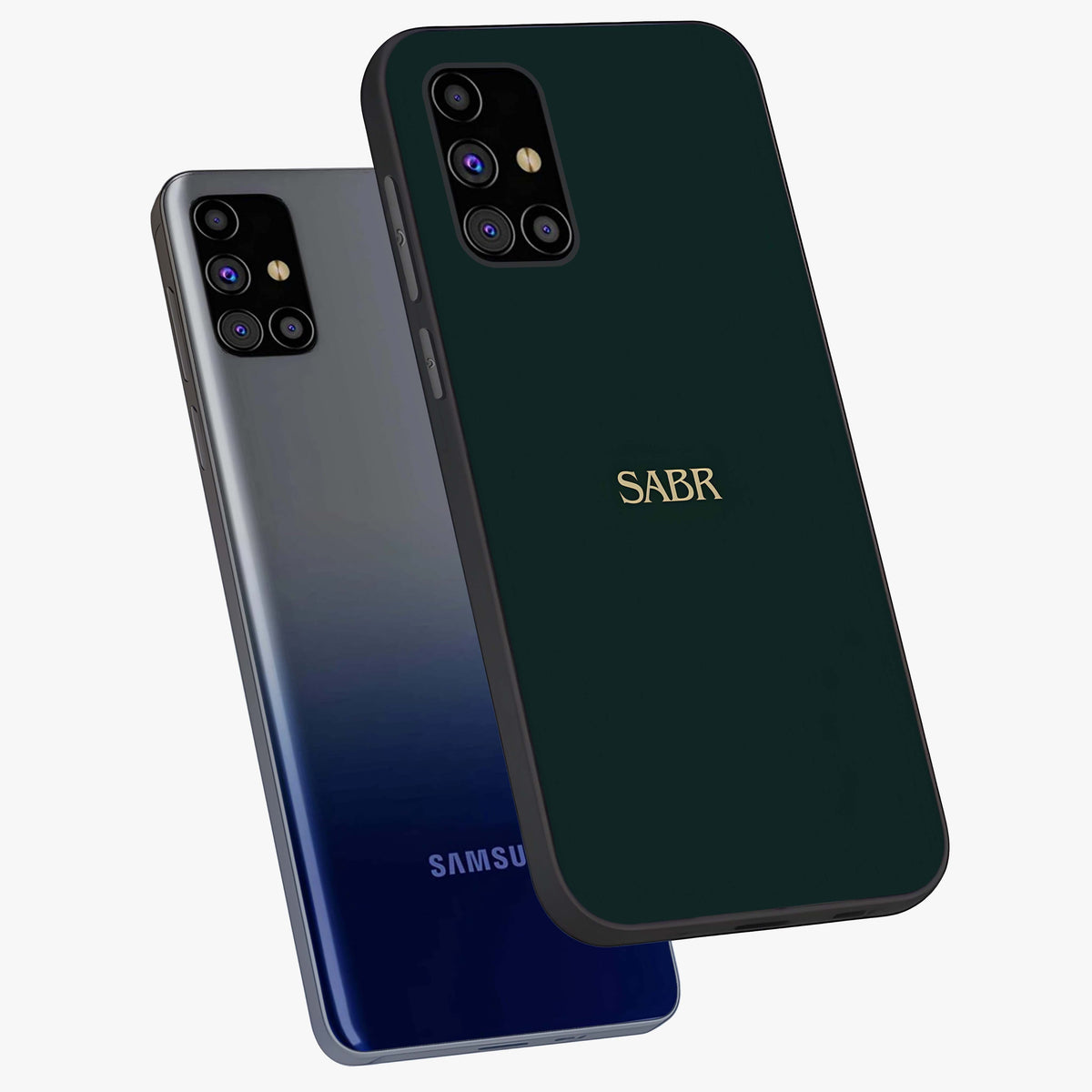 Sabr Minimal Patience Glass Case displayed in angled mockup highlighting simple inspirational design with clean aesthetic style.