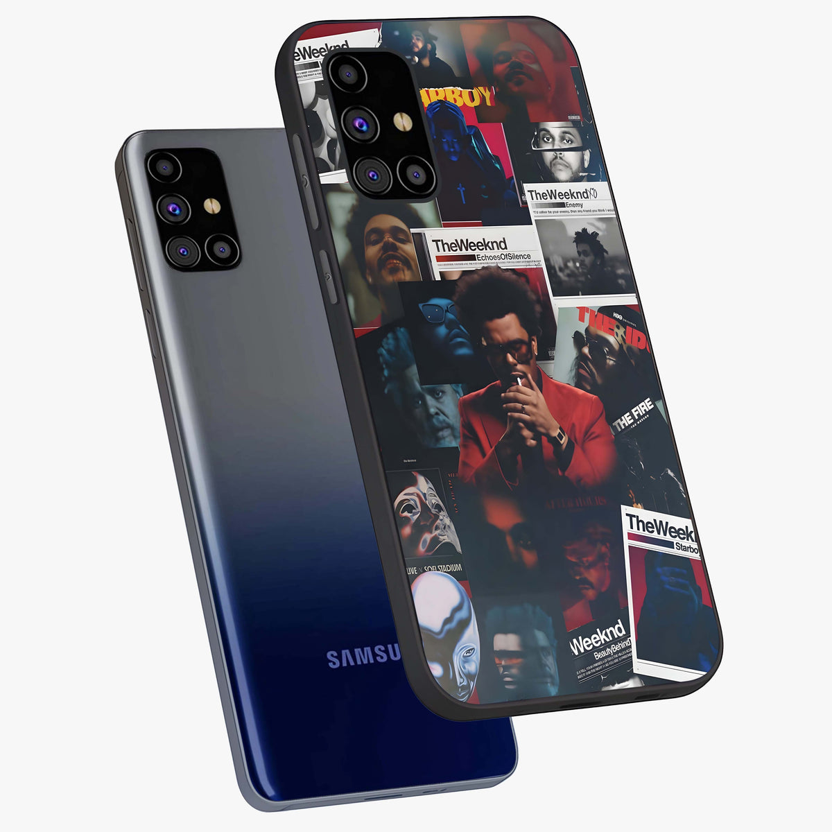 The Weeknd Glass Case displayed in angled mockup highlighting stylish pop culture inspired design with modern aesthetic.