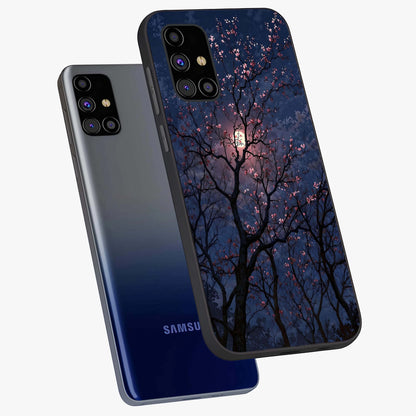 Twilight Sakura Serenade Glass Case displayed in angled mockup highlighting delicate sakura flower design with dreamy aesthetic.