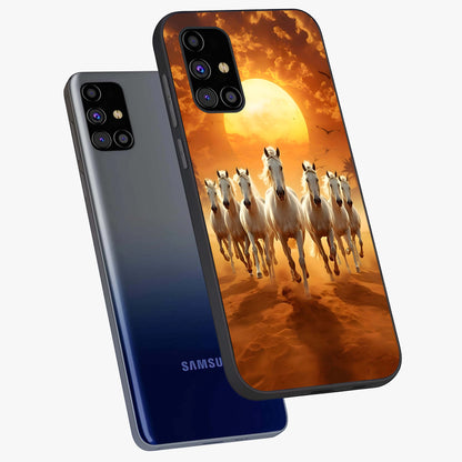 Wild Sunset Majesty Glass Case displayed in angled mockup highlighting vibrant sunset sky design with scenic aesthetic.