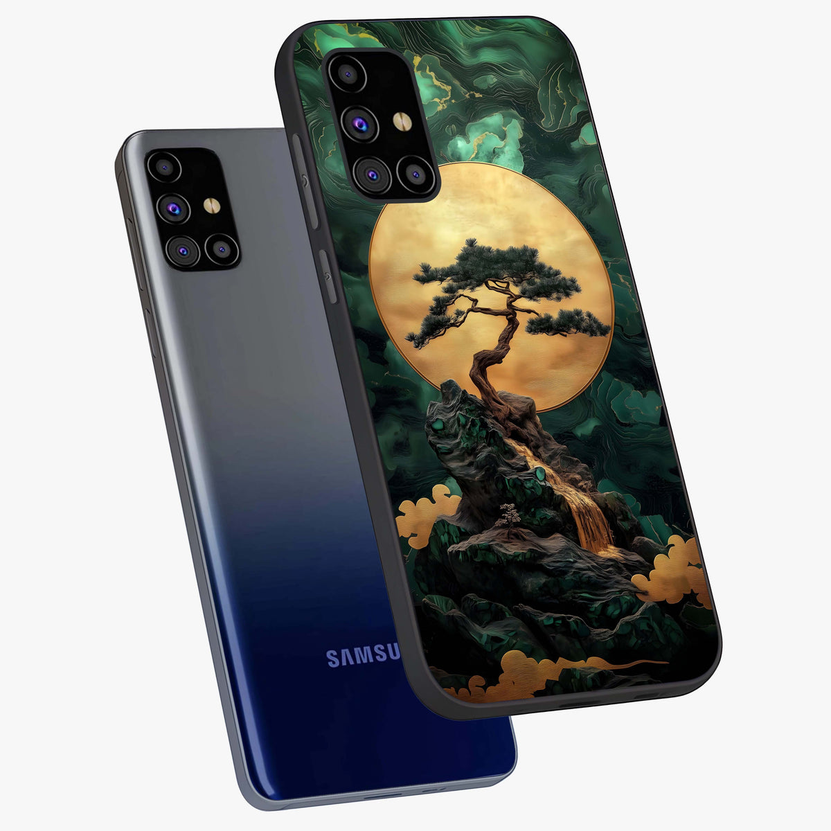 Zen Moon Rise Glass Case displayed in angled mockup highlighting peaceful lunar design with zen aesthetic style.