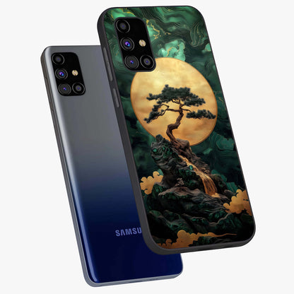 Zen Moon Rise Glass Case displayed in angled mockup highlighting peaceful lunar design with zen aesthetic style.